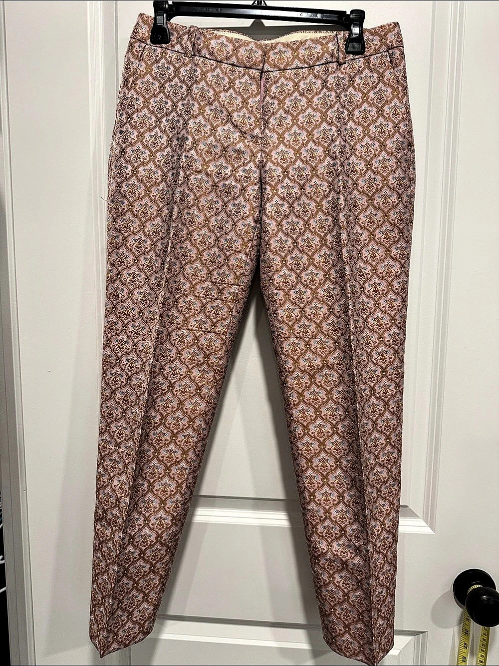 J.Crew Geometric Skinny Pants in Pink & Brown Size 0 Like New